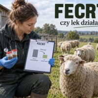 Lekarka weterynarii analizuje próbki i wynik testu FECRT przy stadzie owiec